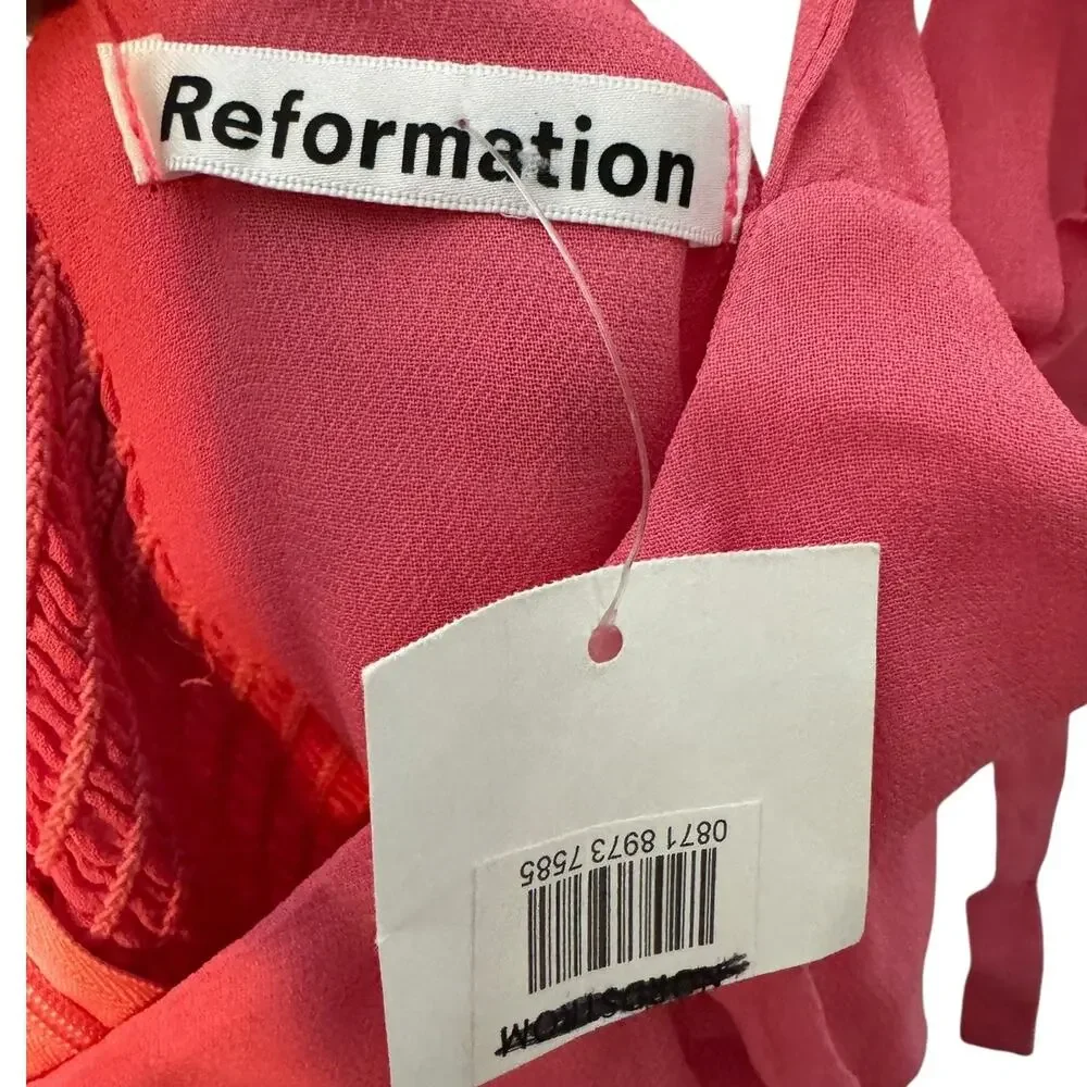 Reformation Annabell Dress Pink Tie Strap Size 4 NWT - Picture 8 of 13
